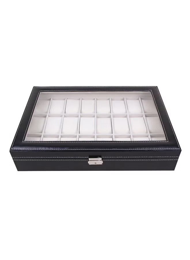 Watch Box, 24 Slots Leather Watch Case, Watch Box Organizer Jewelry Storage with Large Glass Lid, Watch Display Case, Watch Box for Men & Women Gift  - Image 3