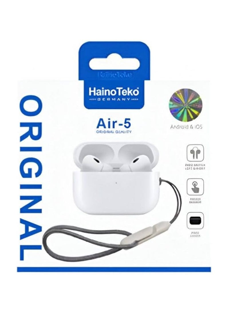 HainoTeko - Air 5 Wireless Bluetooth Earphones for Android – True Wireless Stereo (TWS) In-Ear Headphones with Touch Control, Noise Reduction, Fast Pairing & Long Battery Life – Portable Charging Case – Compatible with Android Smartphones & Tablets - Image 1