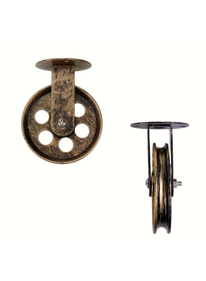 Vintage Bronze Wall Sconce Pulley Kit Rustic Ceiling Lamp Installation Set Metal Construction - Image 5