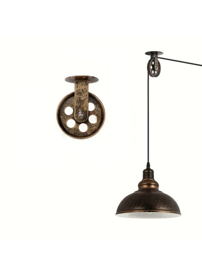 Vintage Bronze Wall Sconce Pulley Kit Rustic Ceiling Lamp Installation Set Metal Construction - Image 2