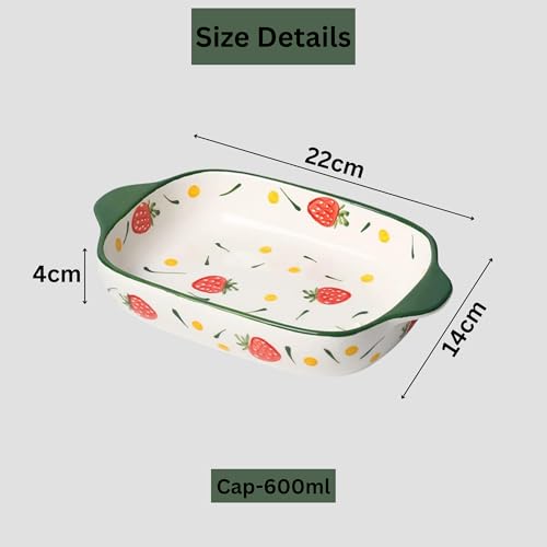 HENIJ Ceramics Rectangular Baking Dishes with Handle for Oven Ceramic Baking Pan Lasagna Casserole Pan Individual Bakeware (Light Green, Pack Of 1) - Image 3