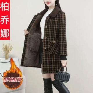 Elegant Fashion Mid-Length Coat Women Autumn Winter 2023 Brown Plaid - pzsku/Z888440BD6597BDDCA943Z/45/1746233371/f2bfca72-1a94-40ae-91ac-dd8d63a16a05