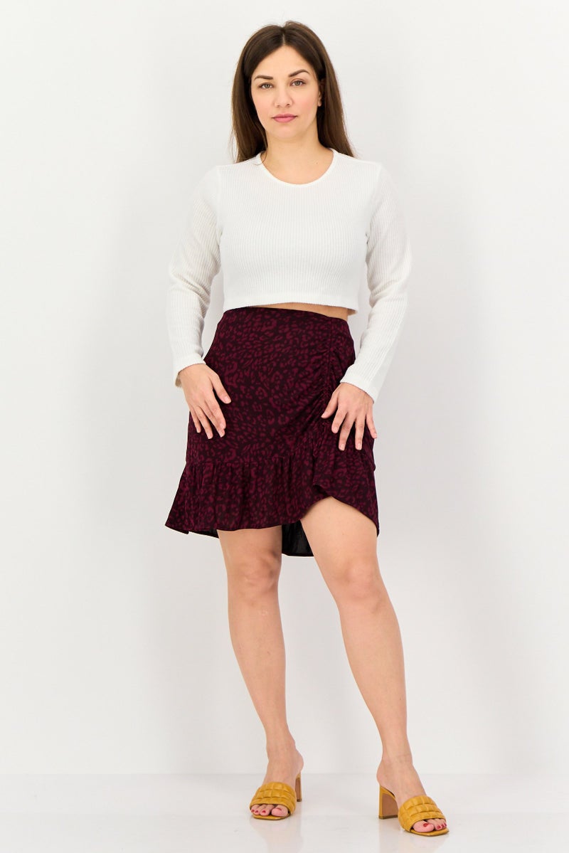 promod Women Animal Print Mini Skirts, Purple - Image 4