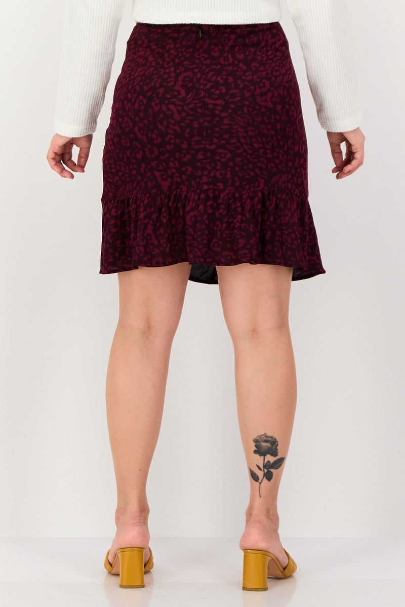 promod Women Animal Print Mini Skirts, Purple - Image 2