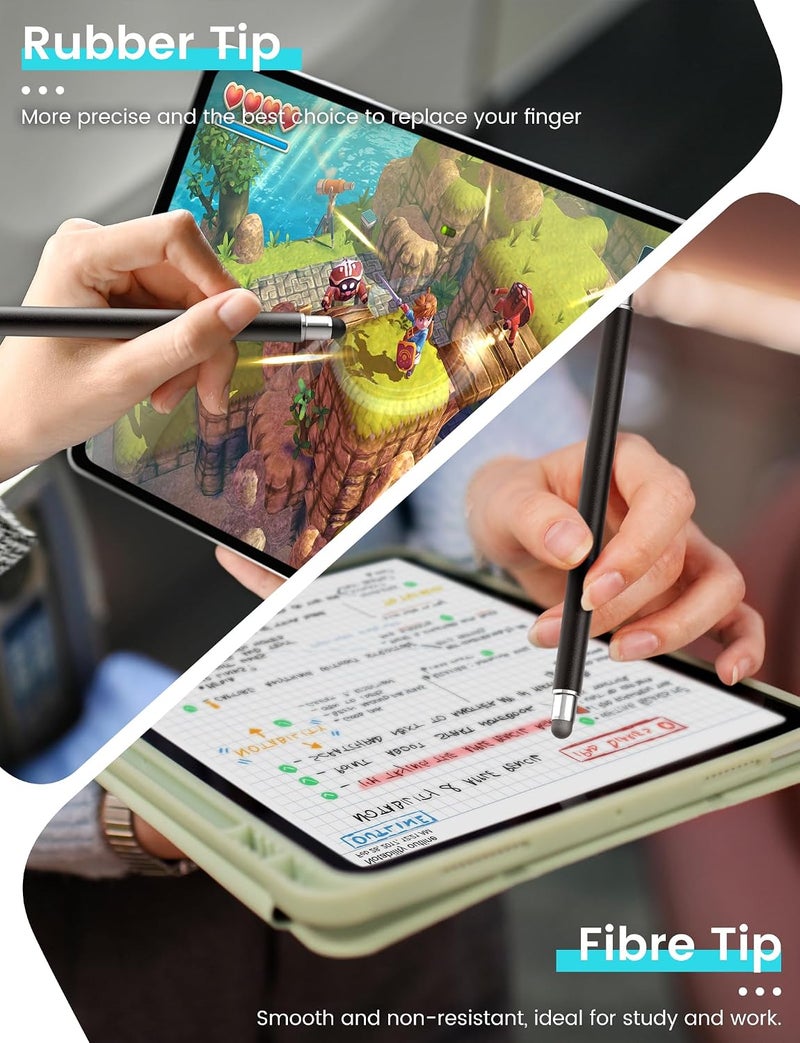 MEKO 3-in-1 Tablet Pen Magnetic Touchscreen Pen, Fibre Rubber Disc Stylus Touch Pen for All Tablets/Mobile Phones - Image 3