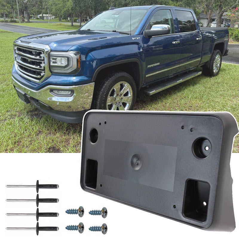 Front License Plate Frame for GMC Sierra 1500 2016 2017 2018 for 2019 Sierra 1500 Limited Front Bumper License Plate Holder Mounting Bracket Replace  23354525 GM1068173