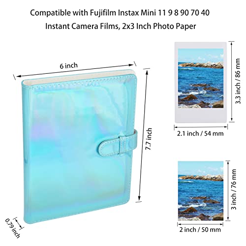 Hapeper 128 Pockets Photo Album Compatible with Fujifilm Instax Mini 12 11 9 8 90 70 40 Instant Camera Films and 2x3 Inch Photo Paper (Bright Blue) - Image 3