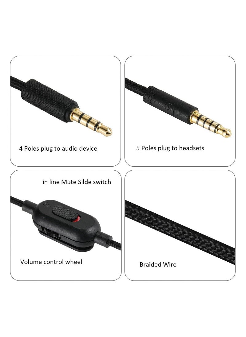Replacement Audio Cable for G433 Headphones,Aux Cord Braided Wire with Volume Control Mic Mute Compatible with Logitech G Pro X G Pro G233 Gaming Headsets (Black) - Image 2