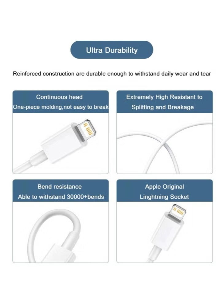 Momozone كابل شاحن iPhone بطول 1 متر [معتمد من MFi] كابل USB C إلى Lightning، شحن سريع، توصيل طاقة PD 20 وات، كابل iPhone لـ iPhone 14/14 Pro/14 Plus/14 Pro Max، iPad Pro، iPhone 8-13 جميع السلاسل - Image 4