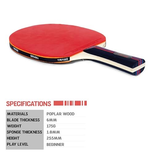 TANSO Aeron Table Tennis (TT) Racket (Engineered Ply, Consistent Bounce and Spin, Ergonomic Grip Handle, Beginner and Recreational Players) - Image 2