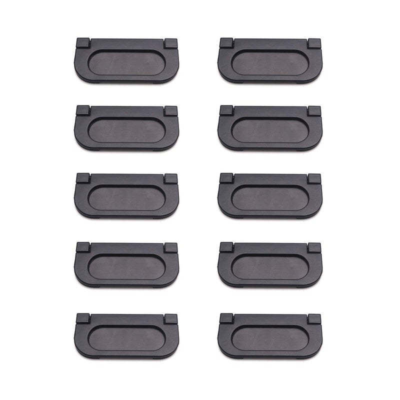 FarBoat 10Pcs Flush Cabinet Pulls Recessed Hidden Finger Pulls Handles for Closet Cupboard Dresser Drawer with Screws Black Holes Centre 64mm25inch