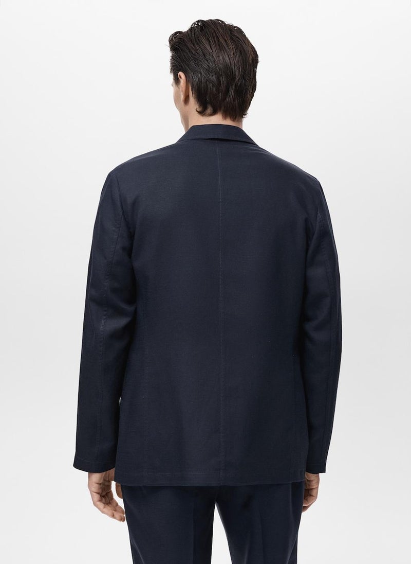 Mango Man - Slim Fit Linen Suit Blazer - Image 1