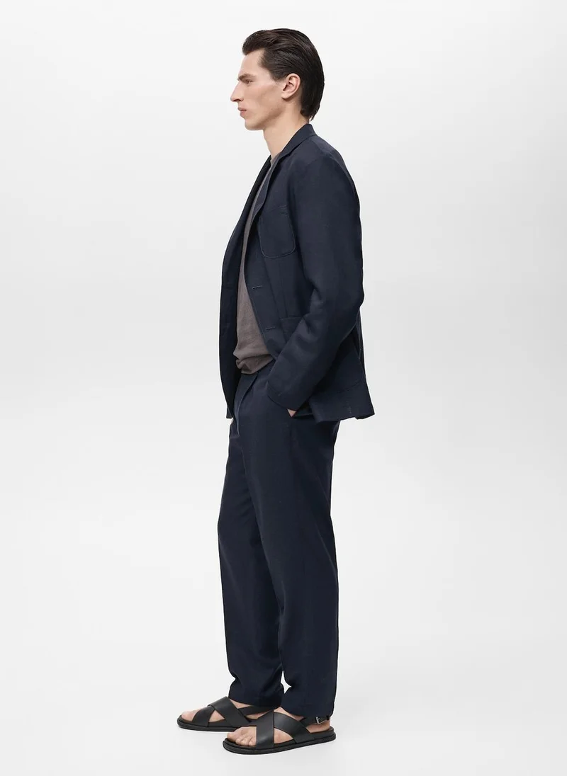 Mango Man Slim Fit Linen Suit Blazer