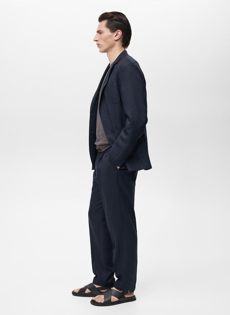Mango Man - Slim Fit Linen Suit Blazer - Image 1