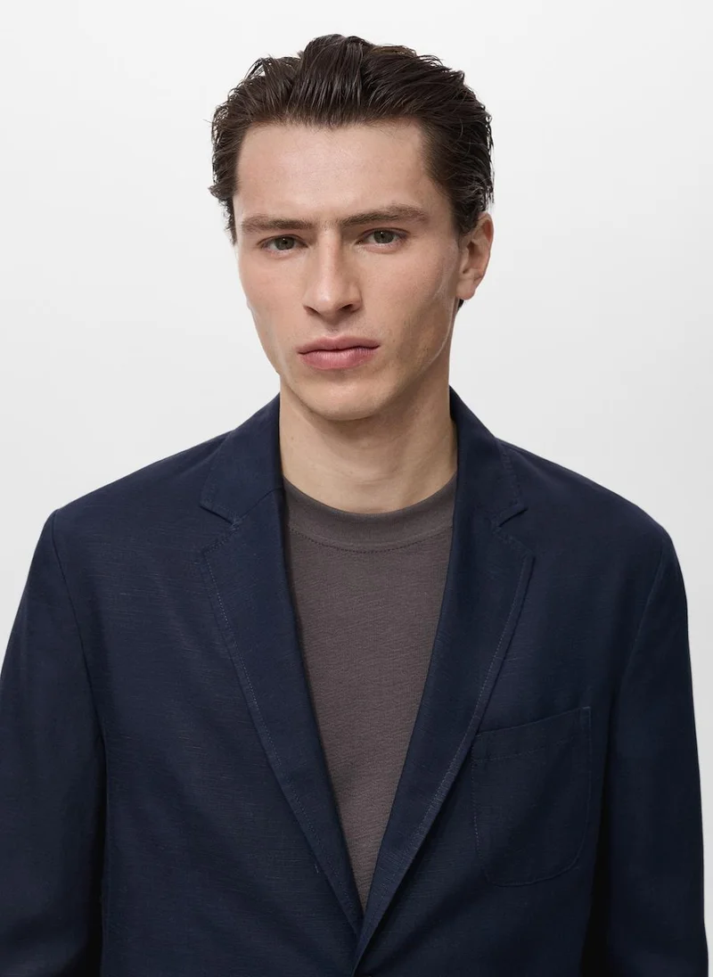 Mango Man Slim Fit Linen Suit Blazer