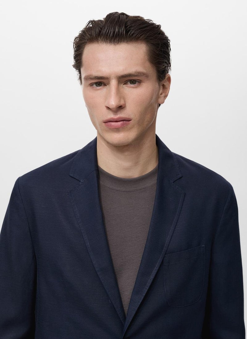 Mango Man - Slim Fit Linen Suit Blazer - Image 1