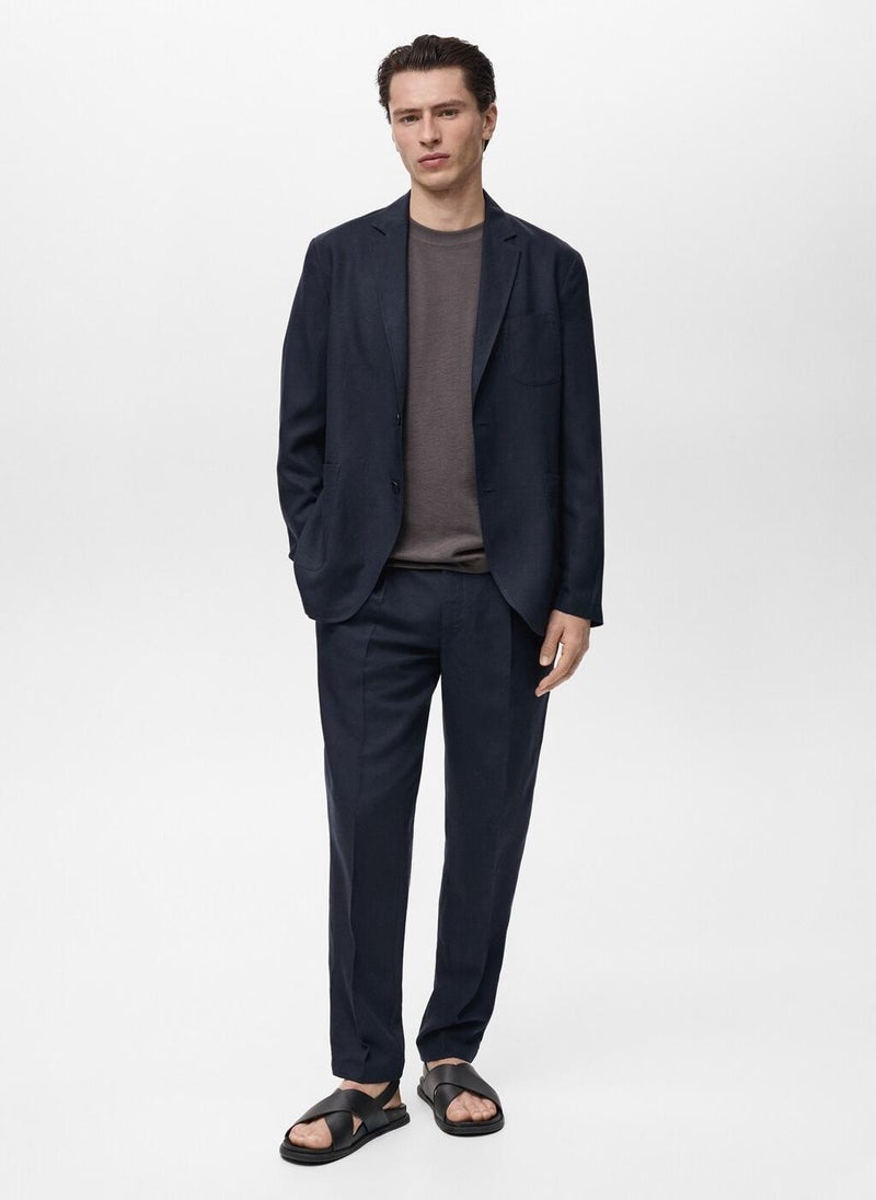 Mango Man - Slim Fit Linen Suit Blazer - Image 1