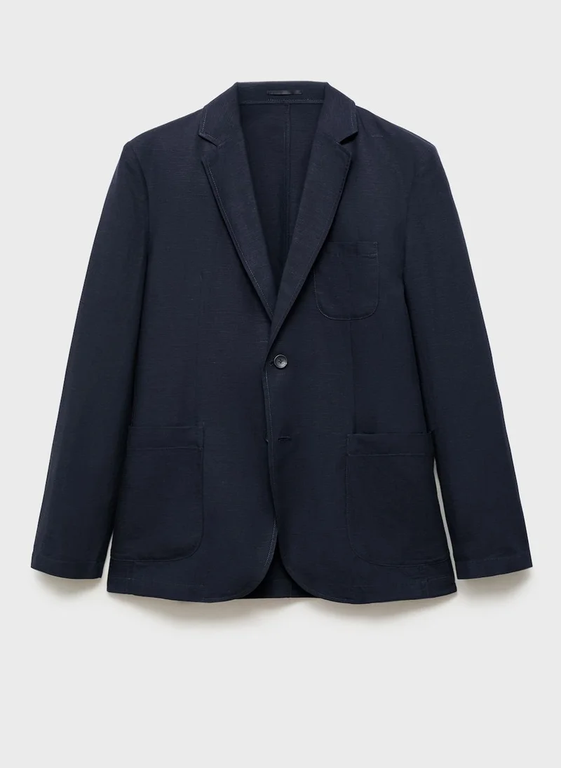 Mango Man Slim Fit Linen Suit Blazer