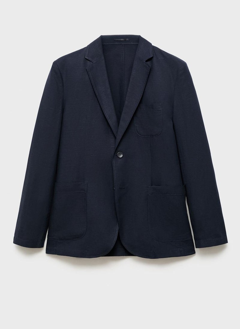 Mango Man - Slim Fit Linen Suit Blazer - Image 1