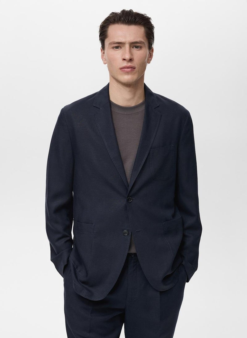 Mango Man - Slim Fit Linen Suit Blazer - Image 1