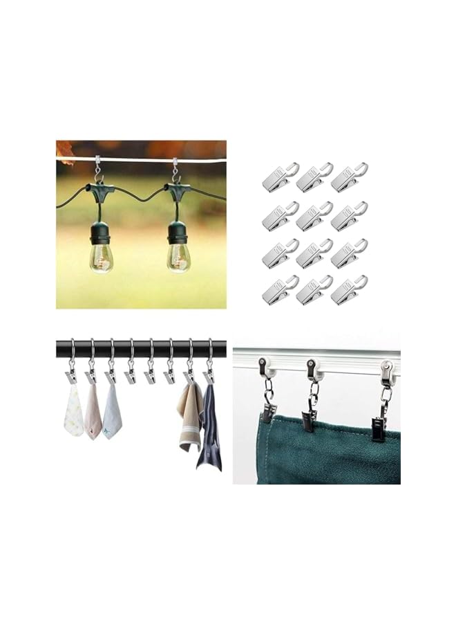 The Bros 50 Pcs Curtain Clips with Hooks, Stainless Steel Shower Curtain Clips, Small Shower Curtain Hangers for Curtains, Photos, Bedroom & Home Decor, Outdoor Party & Art Craft Display (Silver) - Image 3