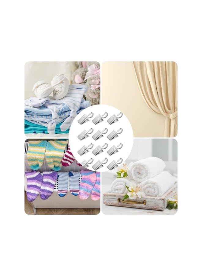 The Bros 50 Pcs Curtain Clips with Hooks, Stainless Steel Shower Curtain Clips, Small Shower Curtain Hangers for Curtains, Photos, Bedroom & Home Decor, Outdoor Party & Art Craft Display (Silver) - Image 4