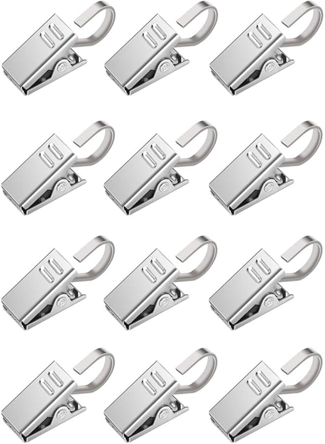 The Bros 50 Pcs Curtain Clips with Hooks, Stainless Steel Shower Curtain Clips, Small Shower Curtain Hangers for Curtains, Photos, Bedroom & Home Decor, Outdoor Party & Art Craft Display (Silver) - Image 1