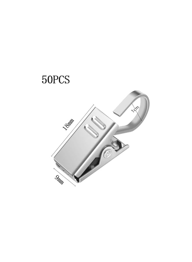 The Bros 50 Pcs Curtain Clips with Hooks, Stainless Steel Shower Curtain Clips, Small Shower Curtain Hangers for Curtains, Photos, Bedroom & Home Decor, Outdoor Party & Art Craft Display (Silver) - Image 5