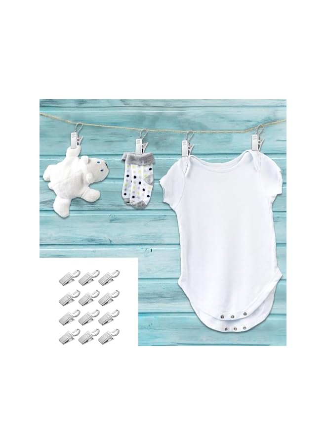 The Bros 50 Pcs Curtain Clips with Hooks, Stainless Steel Shower Curtain Clips, Small Shower Curtain Hangers for Curtains, Photos, Bedroom & Home Decor, Outdoor Party & Art Craft Display (Silver) - Image 2