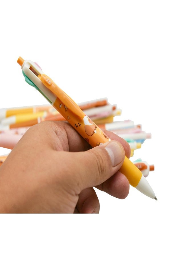 Lopenle Multicolor Ballpoint Pens 4-in-1 Pens 4 Colors Retractable Pen Capybara Pens 12 Pieces For School Home Office Stationery - Image 2
