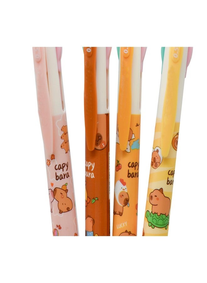 Lopenle Multicolor Ballpoint Pens 4-in-1 Pens 4 Colors Retractable Pen Capybara Pens 12 Pieces For School Home Office Stationery - Image 3