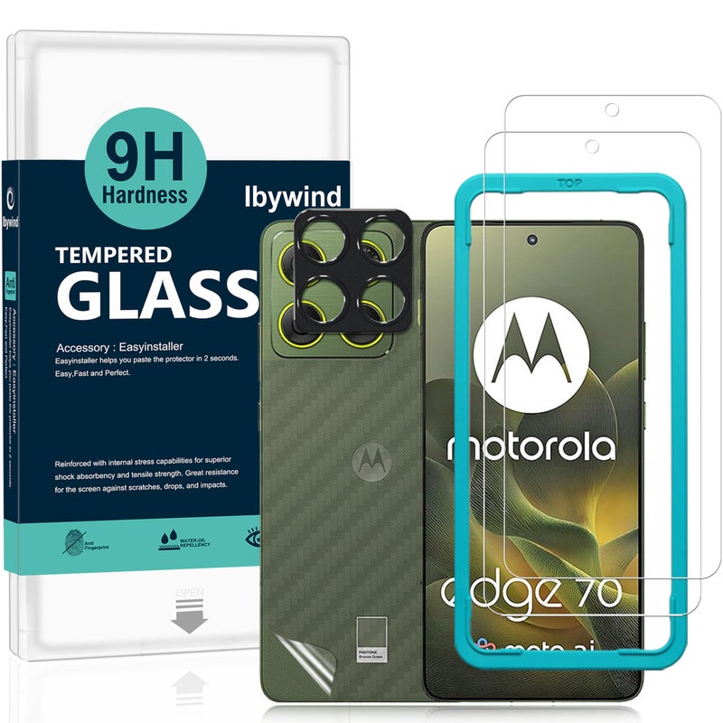 Ibywind for Motorola Edge 70 5G Screen Protector2 Pack9H Hardness Tempered Glass and Camera Lens Protectorwith Alignment FrameFull CoverageBubble FreeFingerprint UnlockScratch Resistant - Image 2