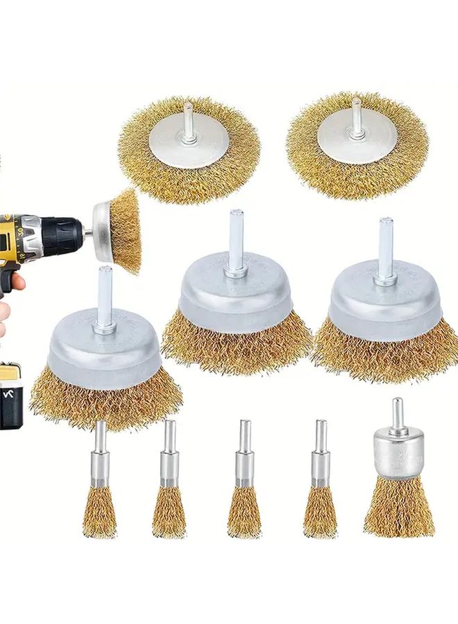 10pcs Drill Wire Brush Set Coarse Crimped Carbon Steel 1 4 Inch Hex Shank - Image 1