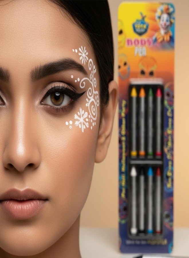 توتا أقلام تلوين الجسم توتا - أقلام تلوين غير سامة للوجه والجسم، مثالية لحفلات هولي، والهالوين، والمسرحيات، وجلسات التصوير، وأعياد الميلاد، والحفلات ذات الطابع الخاص | مجموعة مكياج للأطفال والكبار - 8 أقلام ملونة - Image 3