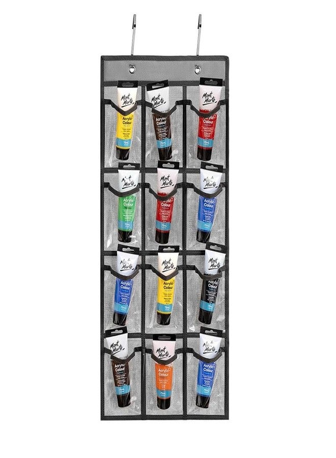 ANIZER Classroom Pocket Chart For Cell Phones Calculators Over The Door Hanging Closet Underwear Sock Jewelry Organizer Holder 12 Clear Pockets (GREY) - Image 2
