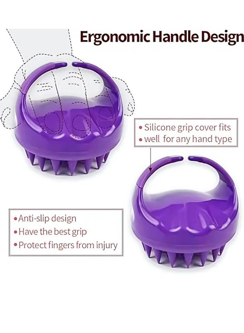 SOLARAE 2Pcs Silicone Anti Dandruff Deep Clean Scalp Scrubber with Ergonomic Non-Slip Handle (Lilac) - Image 2