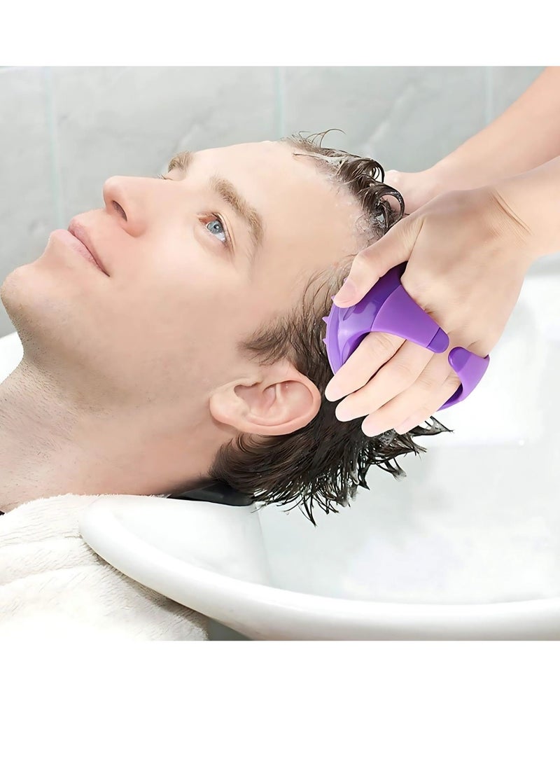 SOLARAE 2Pcs Silicone Anti Dandruff Deep Clean Scalp Scrubber with Ergonomic Non-Slip Handle (Lilac) - Image 4