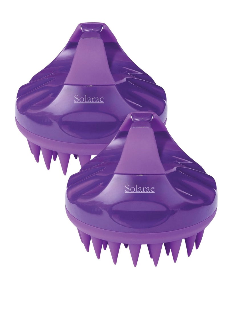 SOLARAE 2Pcs Silicone Anti Dandruff Deep Clean Scalp Scrubber with Ergonomic Non-Slip Handle (Lilac) - Image 1