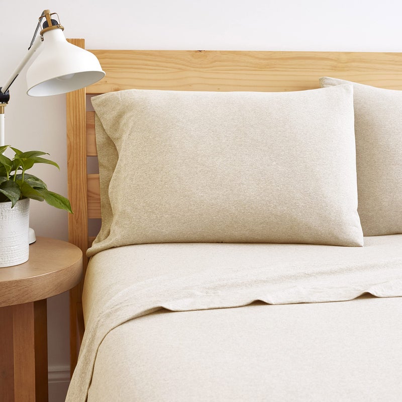 BED INC BED INC Road Trip America Jersey Sheets Full Set - Cotton (4 Pieces) Deep Pockets T-Shirt Soft Knit Stretchy Jersey Full Size Sheet Sets Set - 1 Flat 1 Fitted 2 Pillowcases (Oatmeal  Full)  - Image 2