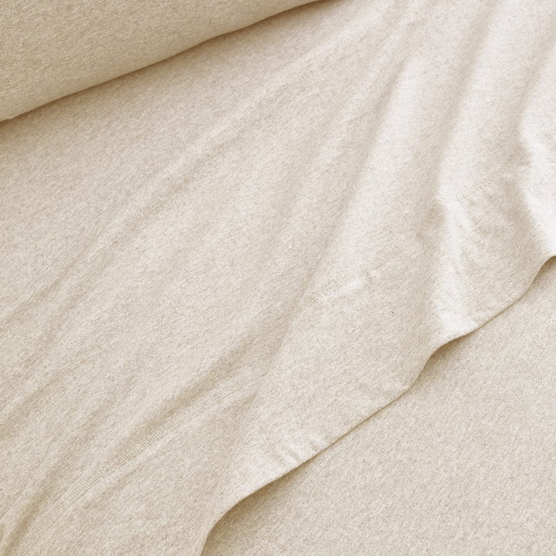 BED INC BED INC Road Trip America Jersey Sheets Full Set - Cotton (4 Pieces) Deep Pockets T-Shirt Soft Knit Stretchy Jersey Full Size Sheet Sets Set - 1 Flat 1 Fitted 2 Pillowcases (Oatmeal  Full)  - Image 4