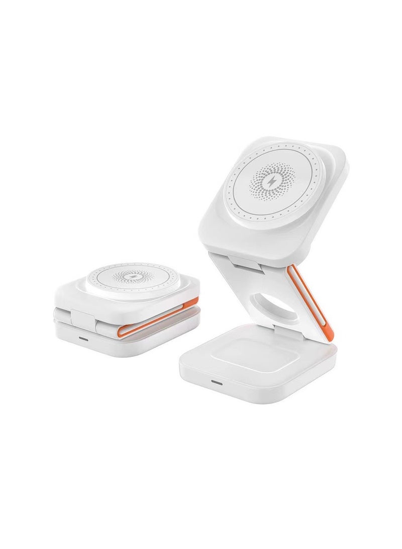 اليشمك شاحن لاسلكي جديد لمكتب مرتب، محطة شحن لاسلكية قابلة للطي 3 في 1 للهواتف المحمولة، الساعات، سماعات الرأس، شاحن محمول لاسلكي، شاحن هاتف لاسلكي سريع. - Image 5