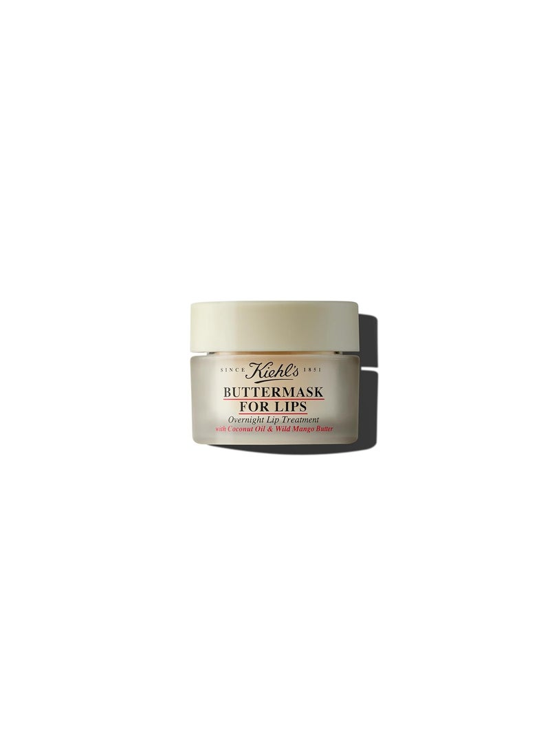 Kiehl's - Kiehls Buttermask For Lips Hydrating Overnight Lip Mask Nourishes  Restores Dry Lips Intense Hydration with Coconut Oil  Wild Mango Butter Parabenfree Fragrancefree  035 fl oz - Image 1