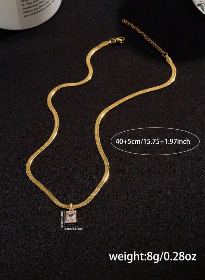 إيكوال سلسال نسائي أنيق من الاستانلس ستيل مطلي باللون الذهبي - Image 5