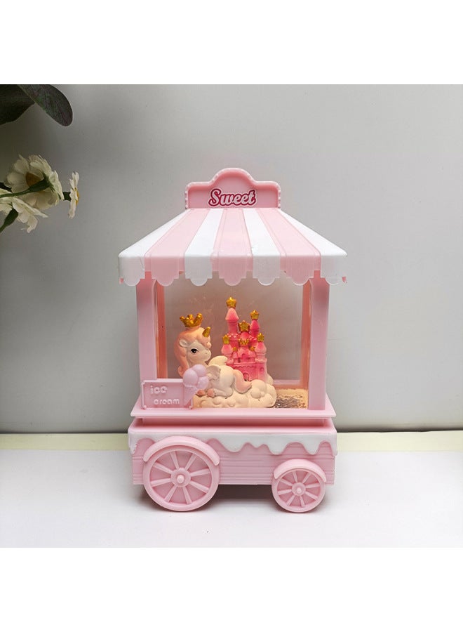 Creative Fantasy Girl Heart Crystal Music Night Light Children's Handmade DIY Main Body Birthday Gift Desktop Decoration-Color:Candy Car Unicorn Pink - Image 1