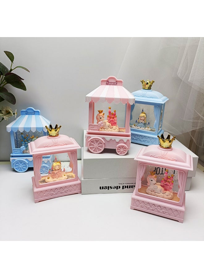Creative Fantasy Girl Heart Crystal Music Night Light Children's Handmade DIY Main Body Birthday Gift Desktop Decoration-Color:Candy Car Unicorn Pink - Image 2