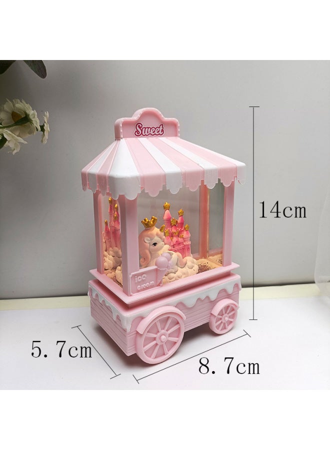 Creative Fantasy Girl Heart Crystal Music Night Light Children's Handmade DIY Main Body Birthday Gift Desktop Decoration-Color:Candy Car Unicorn Pink - Image 3