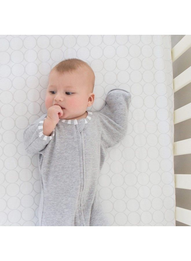 SwaddleDesigns Transitional Swaddle Sack With Arms Up Half Length Sleeves And Mitten Cuffs Heathered Gray With Stripe Trim Small 0 3 Mo 6 14 Lbs (Better Sleep Easy Swaddle Transition)  - Image 3