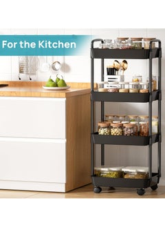 ARCOON 4-Tier Rolling Storage Cart with Wheels – Detachable Utility Organizer with Handle & Lockable Casters, Easy Assembly for Bathroom, Kitchen & Office – Black  - Image 3