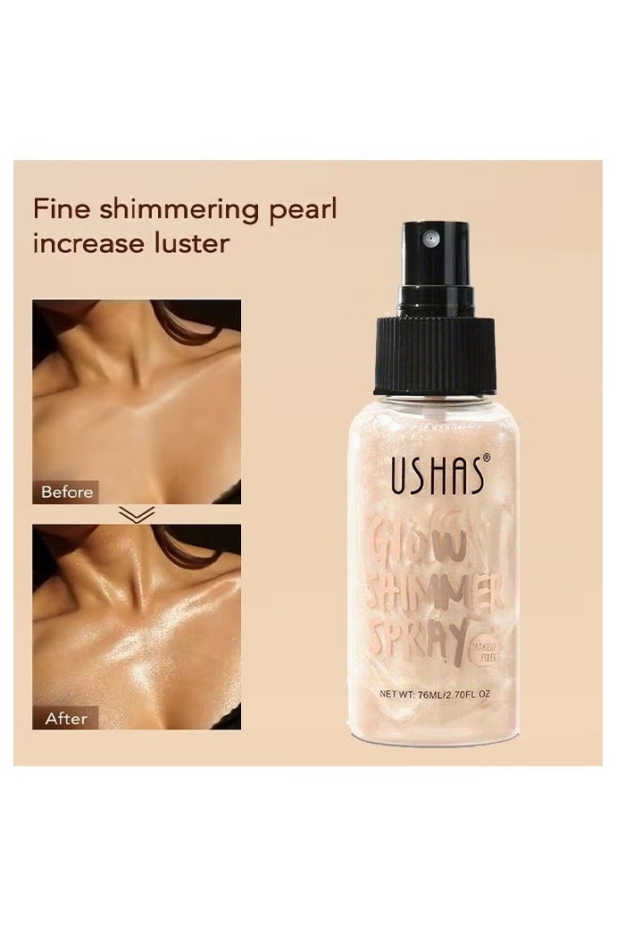 Ushas Glow Shimmer Spray - Shimmer Body Oil Liquid Easy to Push Away Natural Moisture Glitter Face Brightening Glow Pearl Highlighter Illuminator Shine Contouring Makeup for Face and Body #02 - Image 4