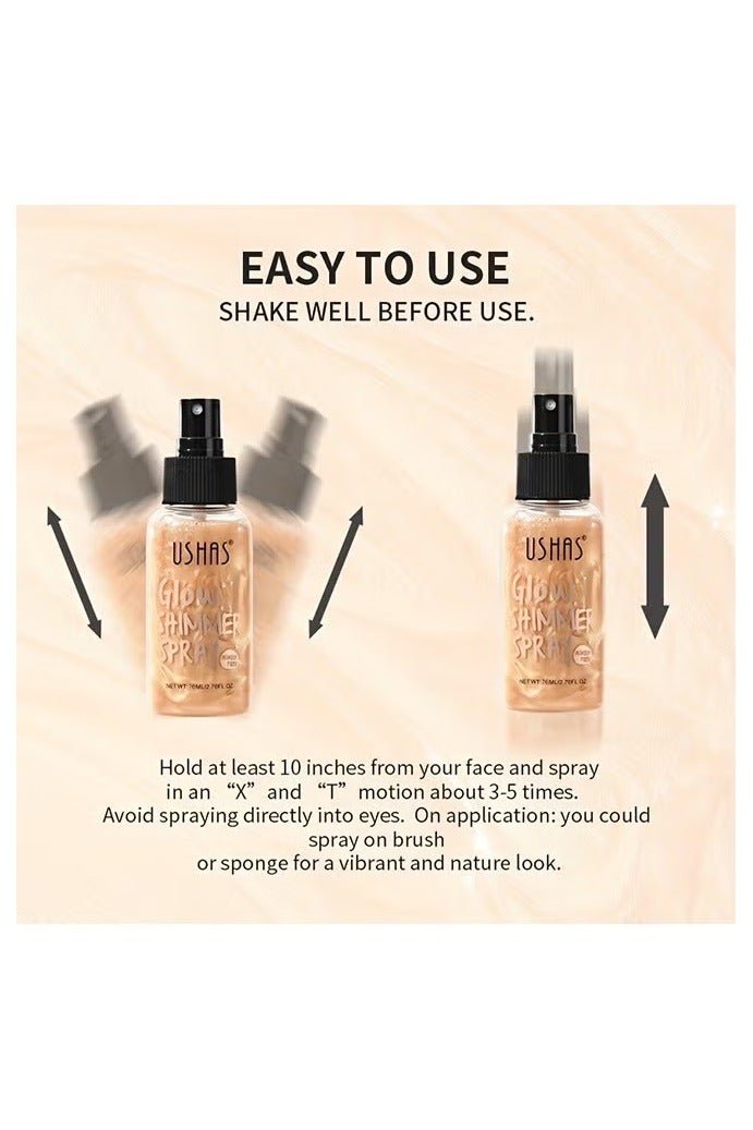 Ushas Glow Shimmer Spray - Shimmer Body Oil Liquid Easy to Push Away Natural Moisture Glitter Face Brightening Glow Pearl Highlighter Illuminator Shine Contouring Makeup for Face and Body #02 - Image 5